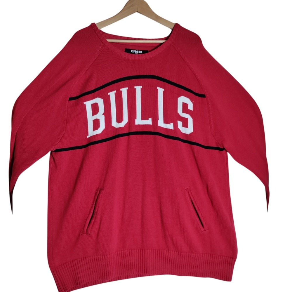 Unk Chicago Bulls Sweater Men Red Crew Neck Pullover Basketball 2XL Cotton Blend